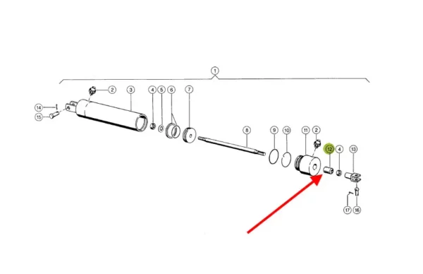 Oryginalny uszczelniacz tłoka siłownika hydraulicznego o wymiarach 10 x 17 x 20 mm, stosowany w maszynach rolniczych marki Claas schemat