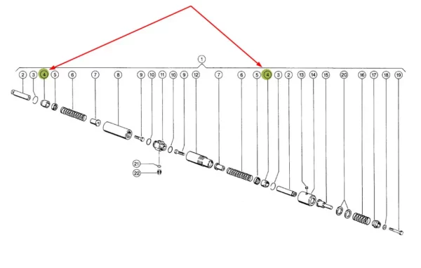 Oryginalne uszczelnienie siłownika hydraulicznego o numerze katalogowym 215698.1, stosowane w kombajnach zbożowych i sieczkarniach samojezdnych marki Claas.-schemat