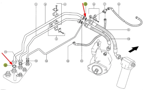 Oryginalny uszczelniacz przewodu hydrauliki, stosowany w ładowarkach teleskopowych Targo marki Claas schemat