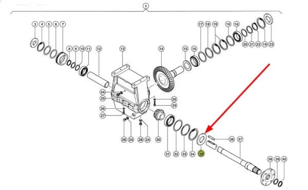Oryginalny pierścień simering przekładni prawej napędu rotora o wymiarach 55 X 100 X 10 i numerze katalogowym 217439.0, stosowany w maszynach rolniczych marki Claas schemat.