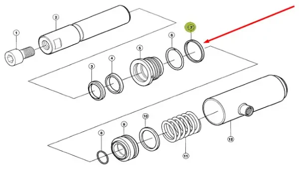 Oryginalny pierścień uszczelniający siłownika hydraulicznego o numerze katalogowym 218115.0, stosowany w maszynach rolniczych marki Claas schemat.