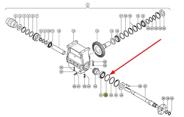Oryginalna podkładka dystansowa przekładni prawej napędu rotora 85 x 100 x 0,3, stosowana w maszynach rolniczych marki Claas schemat.