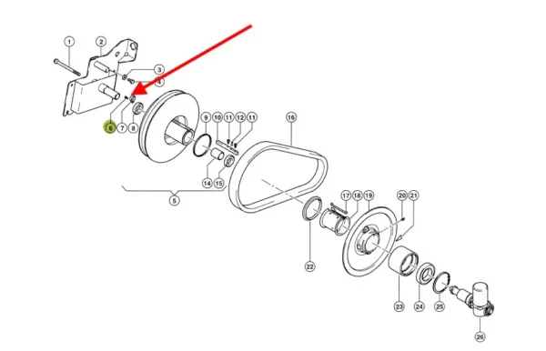 Oryginalna śruba z pełnym gwintem o rozmiarze M6 x 16, stosowana w maszynach rolniczych marki Claas. schemat