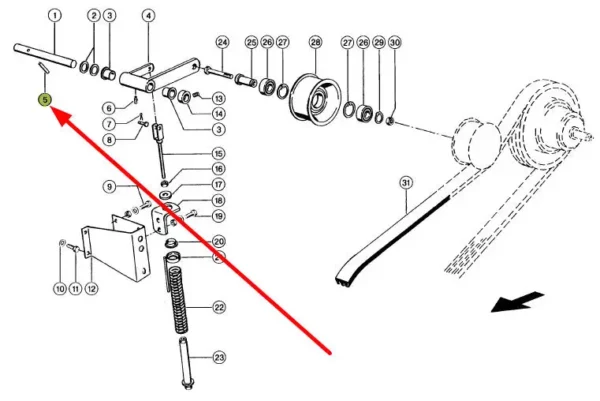 Oryginalny kołek sprężysty o wymiarach 8 x 45 mm i numerze katalogowym 237575.2, stosowany w maaszynach i pojazdach marki Claas. schemat
