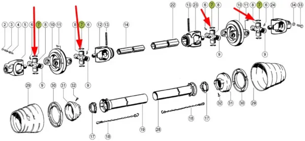 Oryginalny pierścień wałków przegubowych napędu głównego o wymiarach 32 x 1,2mm, numerze katalogowym 242908.0, stosowany w maszynach rolniczych marki Claas schemat.