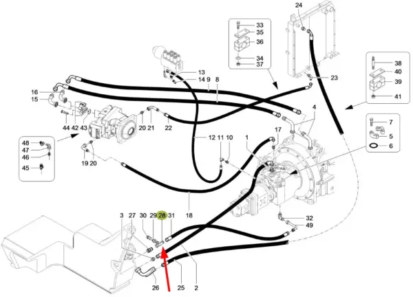 Oryginalny T-króciec hydrauliczny o numerze 249854.0, stosowany w maszynach rolniczych marki Claas.