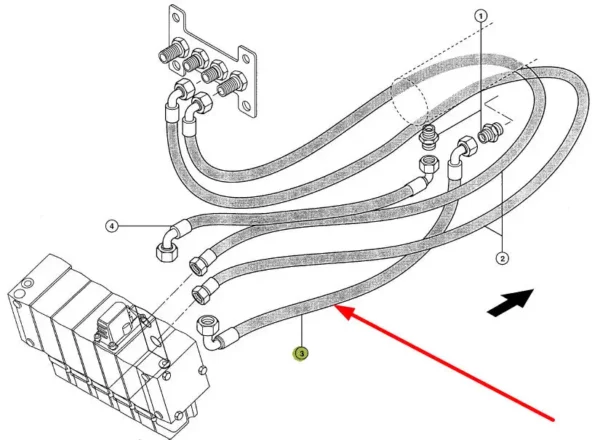 Oryginalny przewód hydrauliczny jednooplotowy 1sn12 o numerze katalogowym 310103.1, stosowany w ładowaczach teleskopowych marki Claas schemat