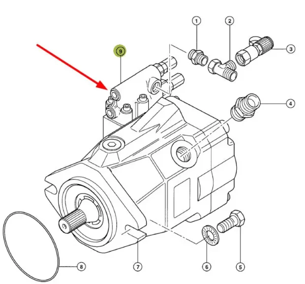 Oryginalny regulator pompy hydraulicznej DRF 1, stosowany w maszynach rolniczych marki Claas.