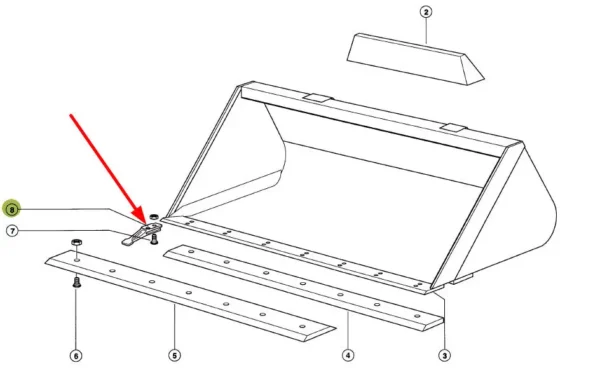 Oryginalny zestaw zębów łyżki do ziemi komplet 8 szt. o numerze katalogoewym 313649.0, stosowany w ładowaczach marki Claas schemat.