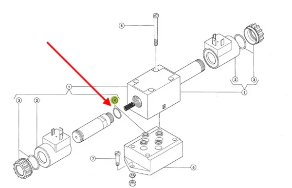 Oryginalny komplet pierścieni uszczelniających zaworu hydraulicznego, stosowany w ładowaczach Ranger marki Claas. schemat