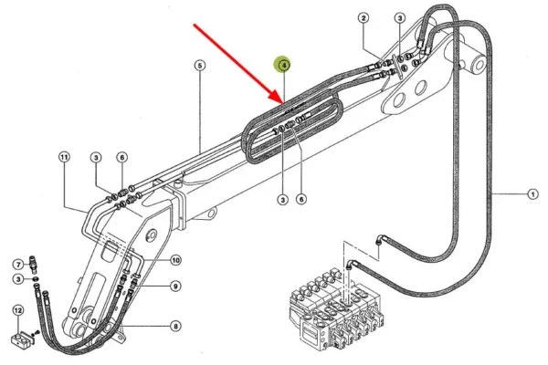 Oryginalny przewód hydrauliczny gumowy o numerze katalogowym 316144.0, stosowany ładowaczach Ranger marki Claas schemat.