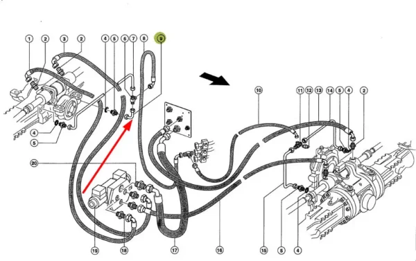 Oryginalny przewód hydrauliczny metalowy o numerze katalogowym 316514.0, stosowany w ładowaczach Ranger marki Claas schemat.