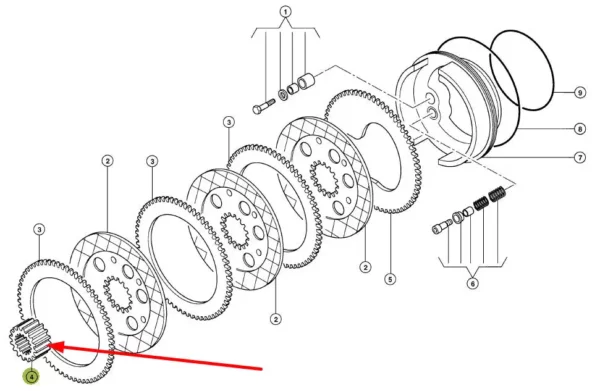Oryginalna piasta zębata koła, stosowana w ładowarkach marki Claas schemat