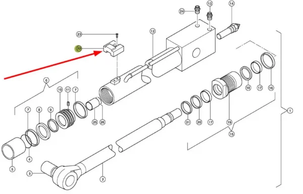 Oryginalna wkładka siłownika wysięgnika o numerze katalogowym 317278.0, stosowana w ładowarkach teleskopowych marki Claas schemat
