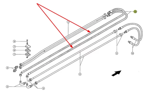 Oryginalny przewód hydrauliczny wysięgnika teleskopowego o numerze katalogowym 317689.0, stosowany w ładowarkach teleskopowych marki Claas schemat.