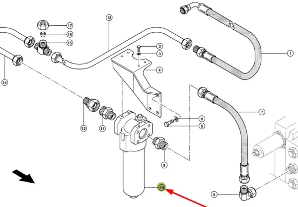 Oryginalny filtr oleju hydrauliki - wkład o numerze katalogowym 317699.0, stosowany w ładowaczach marki Claas- schemat.