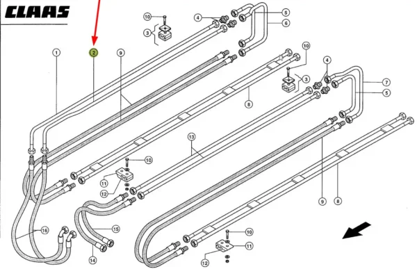 Oryginalny przewód hydrauliczny metalowy o numerze katalogowym 317772.0, stosowany w ładowarkach teleskopowych marki Claas. schemat