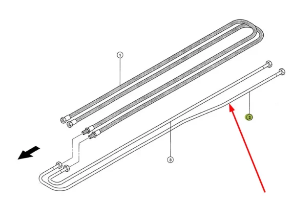 Oryginalny przewód metalowy hydrauliczny o numerze katalogowym 318271.1, stosowany w ładowarkach teleskopowych marki Claas. schemat