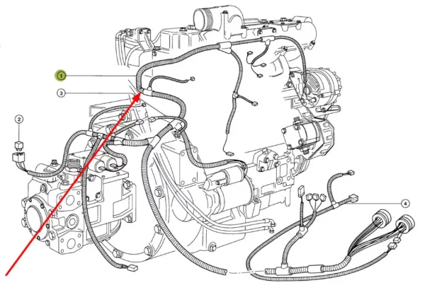 Oryginalna wiązka przewodów elektrycznych silnika o numerze katalogowym 318810.2, stosowana w ładowarkach teleskopowych marki Claas schemat.