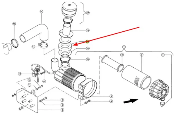Oryginalny pierścień gąbczasty układu dolotowego, stosowany w ładowarkach Targo marki Claas schemat
