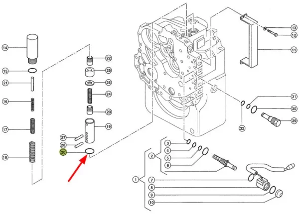 Oryginalny pierścień oring przełączania biegów o numerze katalogowym 319859.0, stosowany w ładowaczach marki Claas schemat.