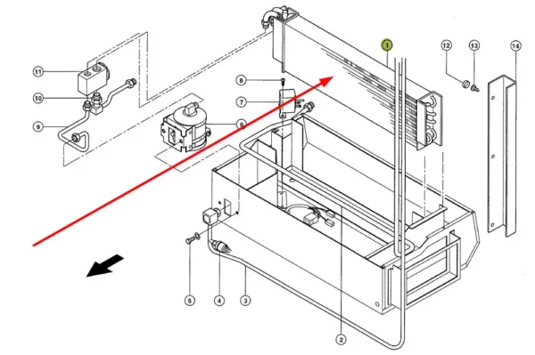 Oryginalna chłodnica klimatyzacji o numerze katalogowym 319918.0, stosowana w ładowarkach teleskopowych marki Claas. schemat