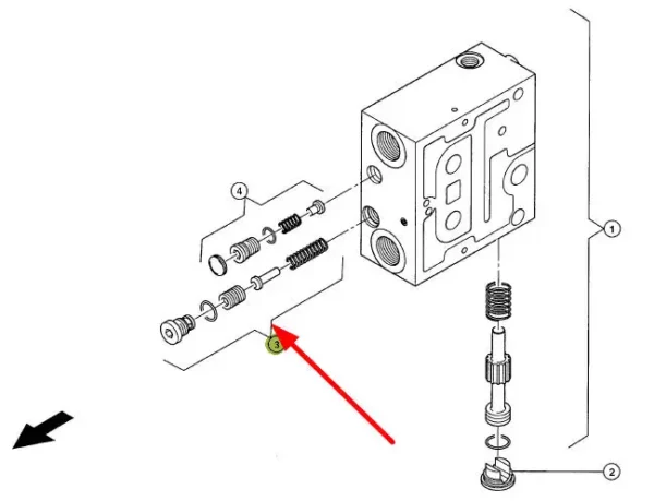 Oryginalny zawór hydrauliczny o numerze katalogowym 319954.0, stosowany w ładowarkach marki Claas schemat.