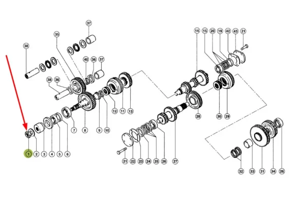 Oryginalna nakrętka wałka skrzyni biegów, stosowana w ładowarkach teleskopowych marki Claas schemat