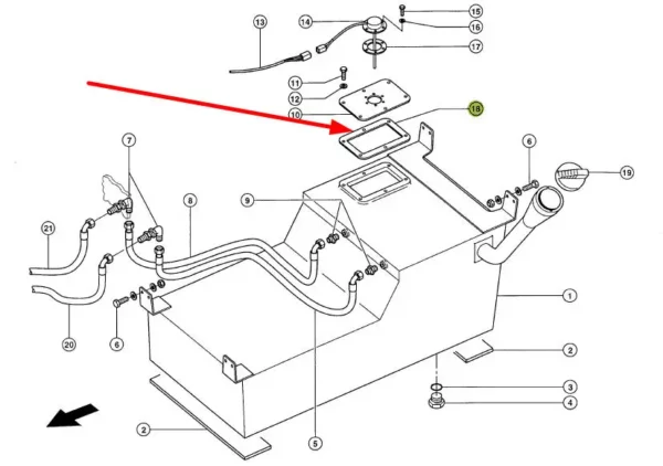 Oryginalna uszczelka zbiornika paliwa o numerze katalogowym 325594.0, stosowana w ładowarkach marki Claas schemat.
