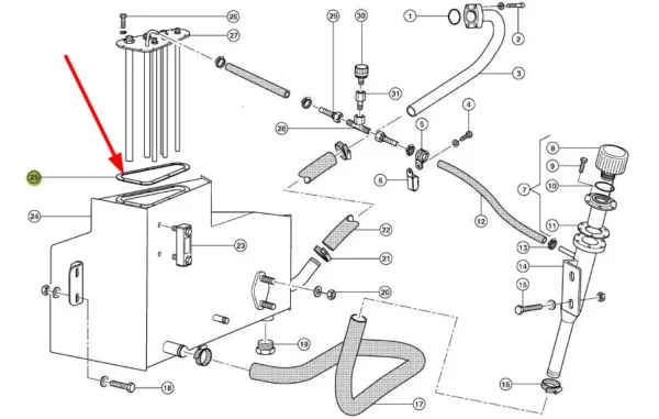 Oryginalna uszczelka zbiornika hydraulicznego o numerze katalogowym 325990.0, stosowana w pojazdach i maszynach rolniczych marki Claas schemat.