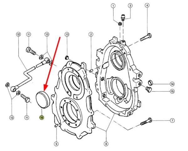 Oryginalna zaślepka obudowy przekładni o wymiarach D80 x 12 stosowana w ładowarkach  marki Claas schemat.