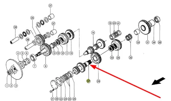 Oryginalny wałek skrzyni biegów o numerze katalogowym 326069.0, stosowany w ładowarkach marki Claas schemat.
