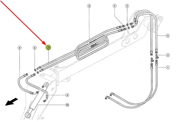 Oryginalny przewód hydrauliczny rurowy wywracania łyżki o numerze katalogowym 326220.0, stosowany w ładowarkach teleskopowych marki Claas schemat.