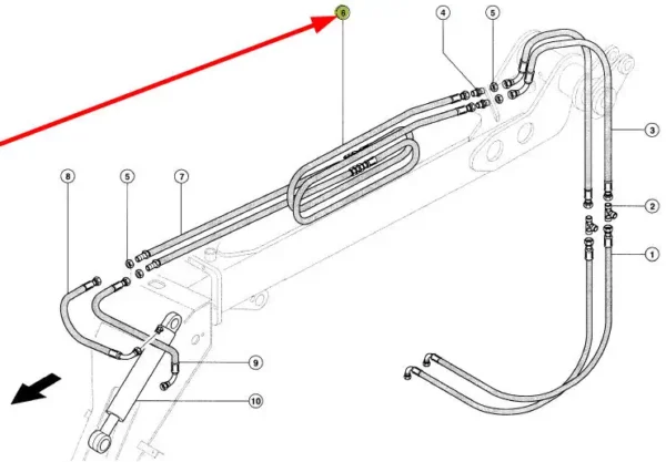 Oryginalny przewód hydrauliczny o numerze katalogowym 326495.0, stosowany w ładowaczach marki Claas. schemat