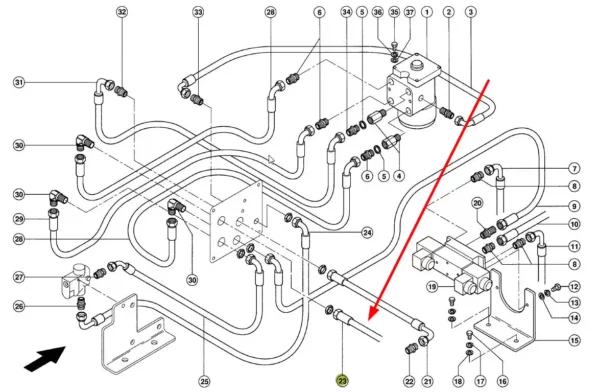 Oryginalny przewód hydrauliczny o numerze katalogowym 326527.0, stosowany w ładowarkach marki Claas. schemat