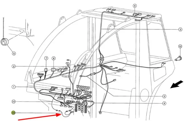 Oryginalny przewód elektryczny kabiny o numerze katalogowym 349634.0, stosowany w ładowaczach teleskopowych marki Claas schemat.