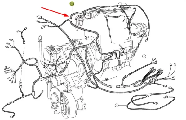 Oryginalna wiązka przewodów silnika o numerze 349964.0, stosowana w ładowarkach marki Claas.