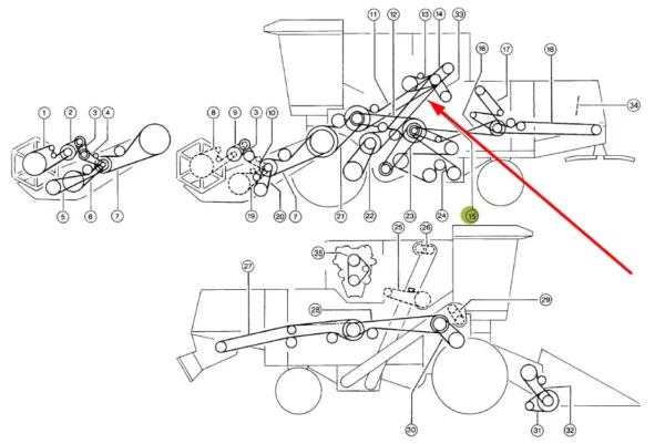 Oryginalny pas klinowy zespolony o wymiarach 2B x 4700 lp stosowany do napędu jezdnego w modelu Dominator oraz do napędu siekacza słomy w modelu Lexion kombajnów marki Claas schemat Dominator