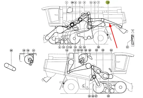 Oryginalny pas klinowy zespolony o wymiarach 2B x 4700 lp stosowany do napędu jezdnego w modelu Dominator oraz do napędu siekacza słomy w modelu Lexion kombajnów marki Claas schemat Lexion