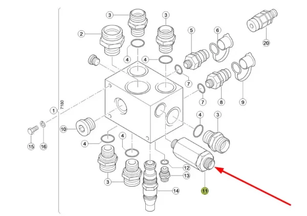 Oryginalny filtr wysokociśnieniowy układu hydraulicznego o numerze katalogowym 510086.1, stosowany w kombajnach zbożowych marki Claas schemat