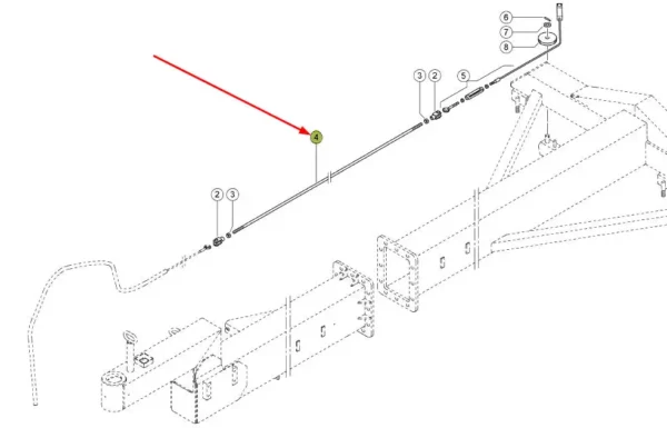 Oryginalne cięgno linki hamulca wózka transportowego o numerze katalogowym 520428.1, stosowane w wózkach transportowych hederów marki Claas.-schemat