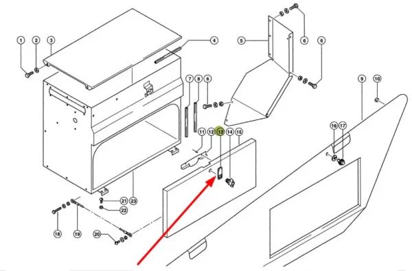 Oryginalna element zamykający zamka poszycia bocznego, stosowany w ciągnikach oraz kombajnach marki Claas schemat.