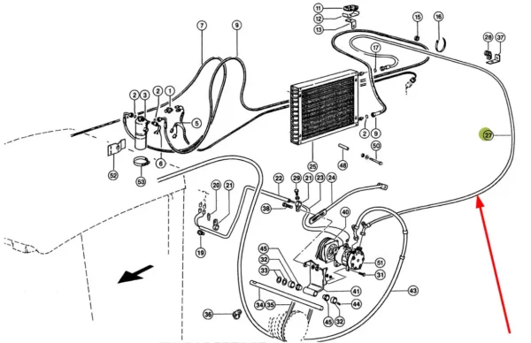 Oryginalny przewód układu klimatyzacji stosowany w maszynach rolniczych marki Claas schemat