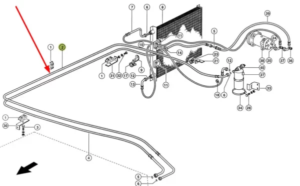 Oryginalny przewód układu klimatyzacji, stosowany w kombajnach Lexion marki Claas schemat