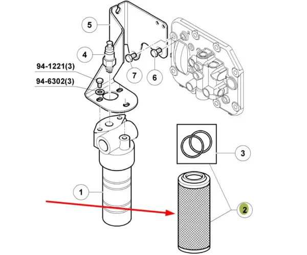 Oryginalny wkład filtra oleju hydrauliki stosowany w maszynach rolniczych marki Claas schemat