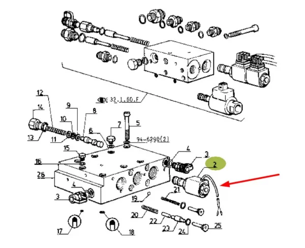 Oryginalny elektrozawór hydrauliczny, stosowany w ciągnikach rolniczych marki Claas/Renault.