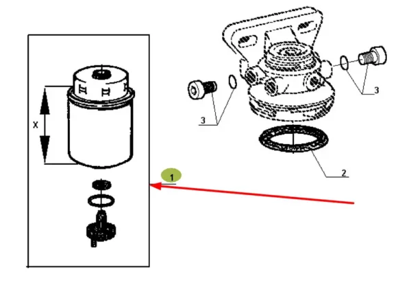 Oryginalny filtr paliwa z separatorem wody, stosowany w maszynach rolniczych marki Claas.