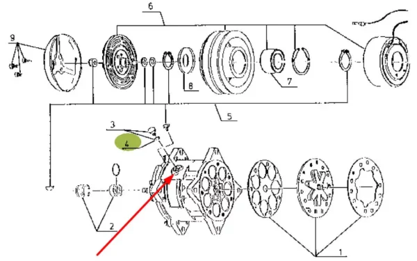 Oryginalny pierścień oring o wymiarach 9 x 1,5 mm, stosowany m.in. w uszczelnieniu korka wlewu oleju sprężarki klimatyzacji ciągników rolniczych marki Claas schemat