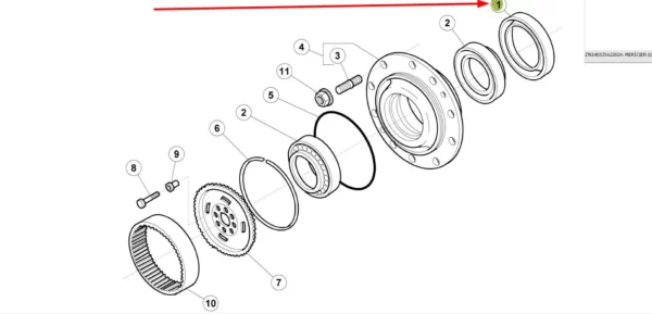 Oryginalny pierścień simering o wymiarach 150 x 180 x 14,5/16, numerze katalogowym 60050305587, stosowany w ciągnikach rolniczych, ładowarkach teleskopowych oraz sieczkarniach marek Claas, Massey Ferguson, Fendt oraz Renault schemat