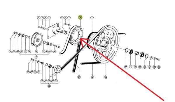 Oryginalne koło pasowe pośrednie napędu młocarni o numerze katalogowym 603190.0, stosowane w kombajnach zbożowych marki Claas schemat.
